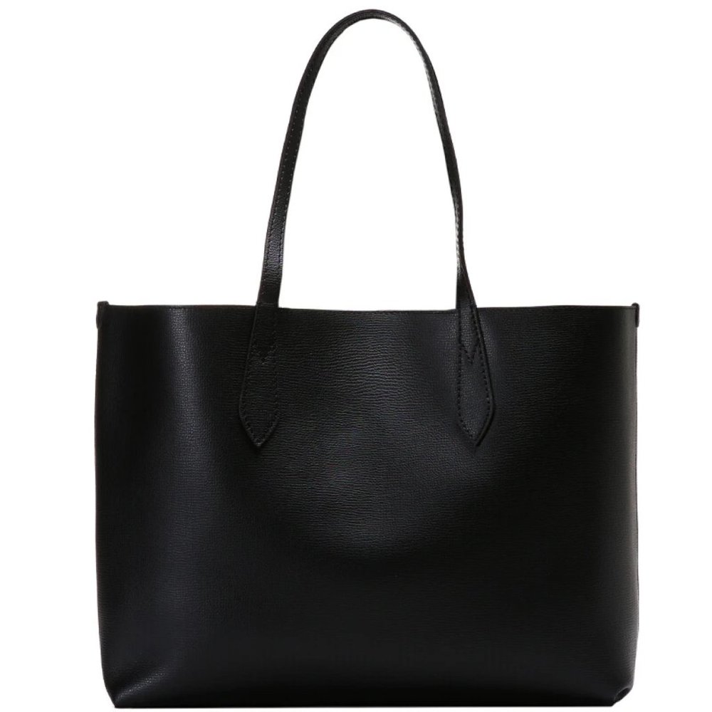 Burberry Black Haymarket Check Reversible Leather Tote Shoulder Bag.